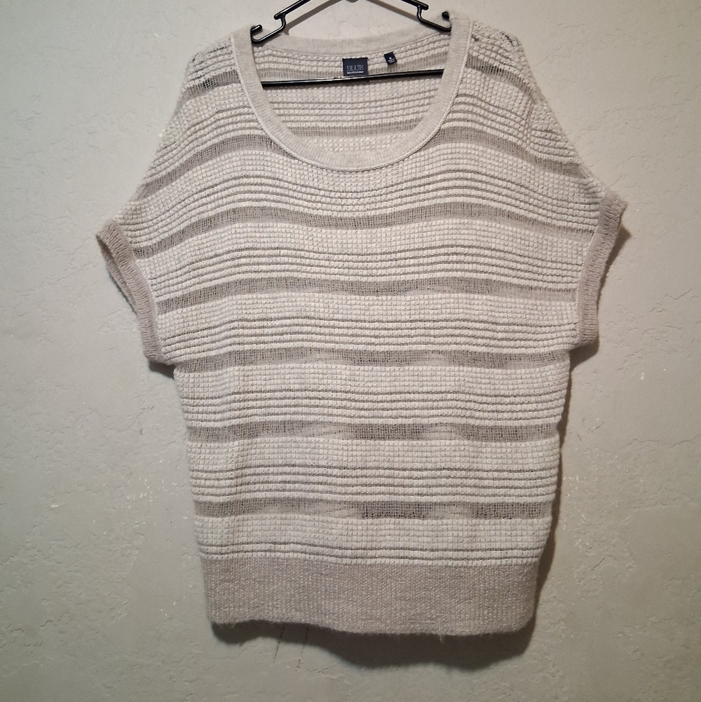 Saks Fifth Avenue By Blue Boat Neck Dolman Top Blouse Oatmeal‎ SzS Oversized